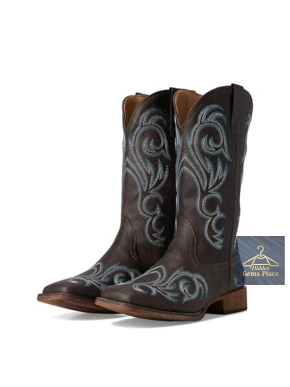 Faux Leather Western Mid-Calf Boots Square Toe Pull-On